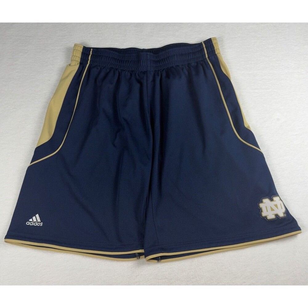 Notre Dame Fighting Irish Adidas Athletic Shorts Mens XL Blue Gold NCAA Gym